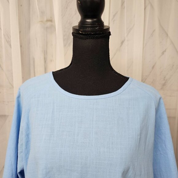 NWT Cellabie Blue Minimalist Lagen Look Oversized Blouse Size S - Picture 2 of 13